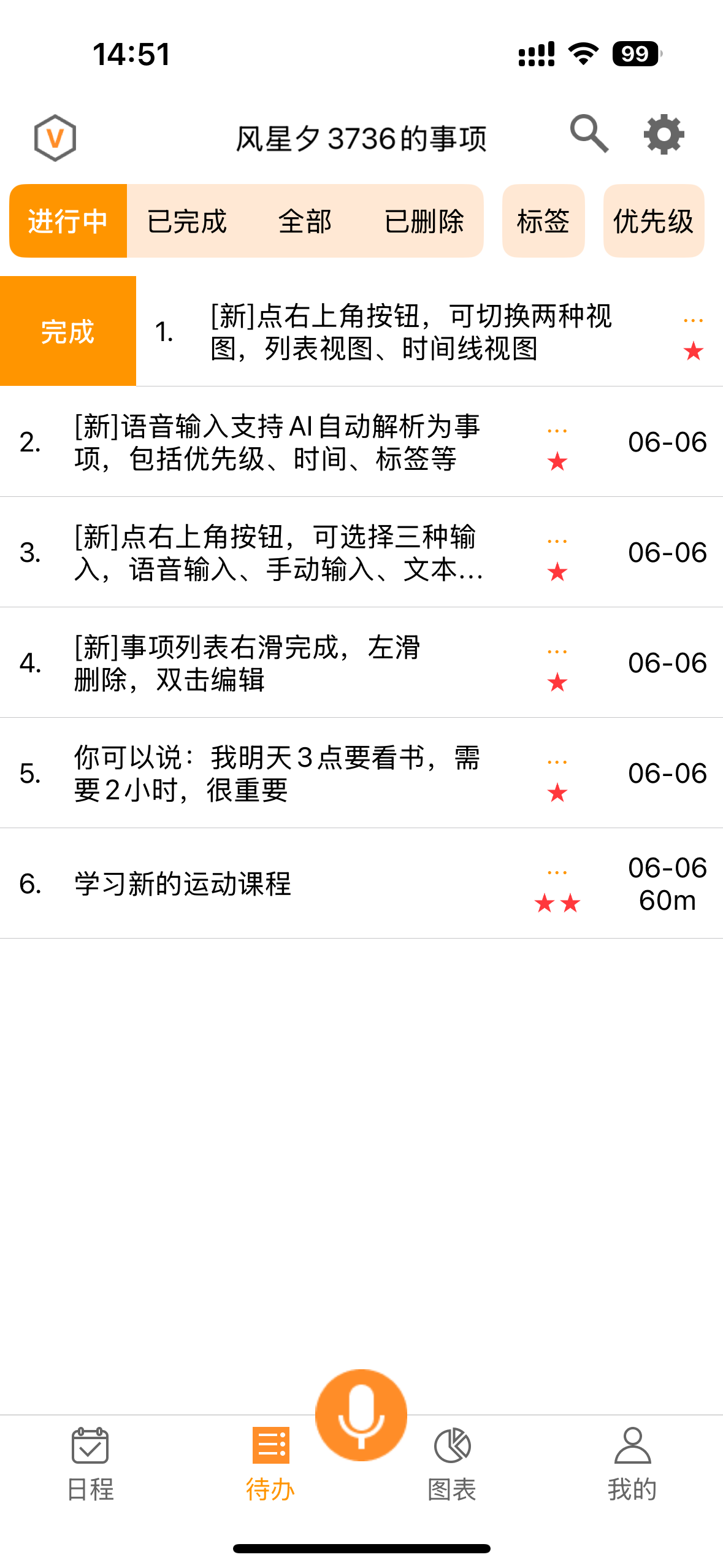事项管理截图